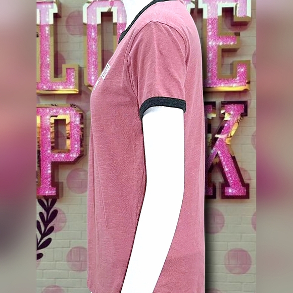 Victoria's Secret PINK Peach and Black Short Sleeve Tee Size XS - Picture 4 of 5